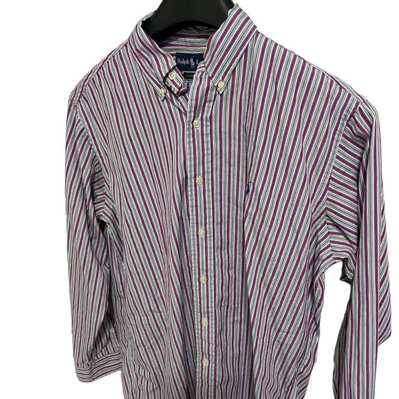 Ralph Lauren Classic Fit Button Up Shirt Men's Size Medium Multicolor Striped - Picture 2 of 6